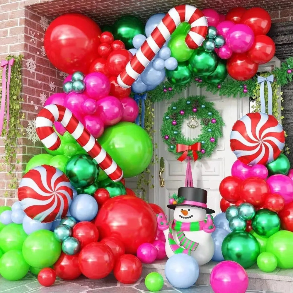 Candy Balloon Garland Kit | Christmas Theme | Hot Pink And Green | Party Decor