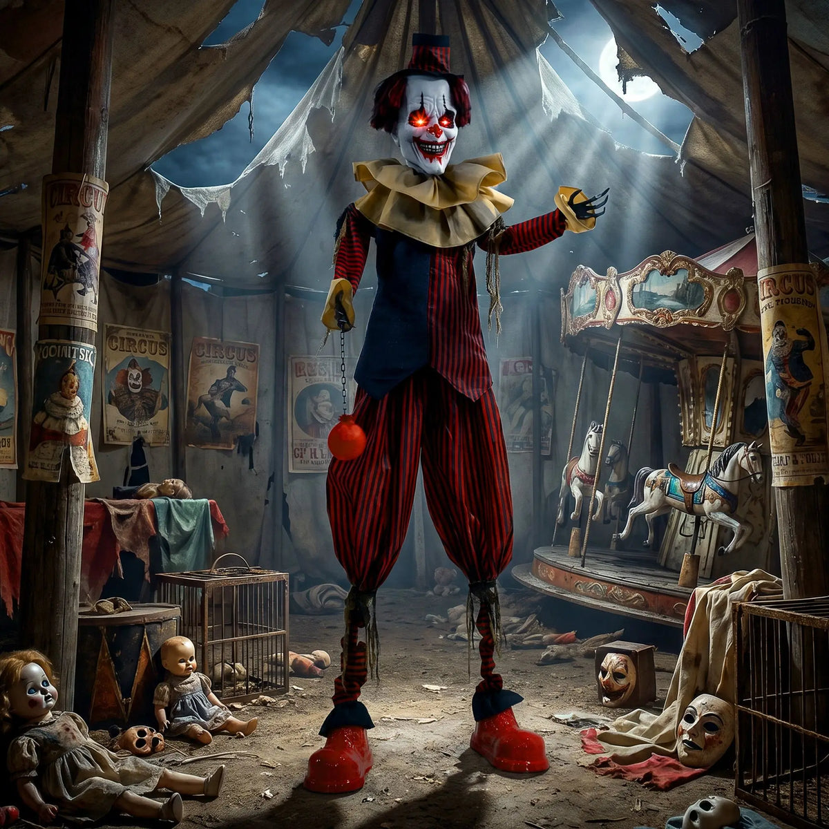 Giant Animated Clown | Touch Activated | Light Up Eyes | Yard Halloween Decor