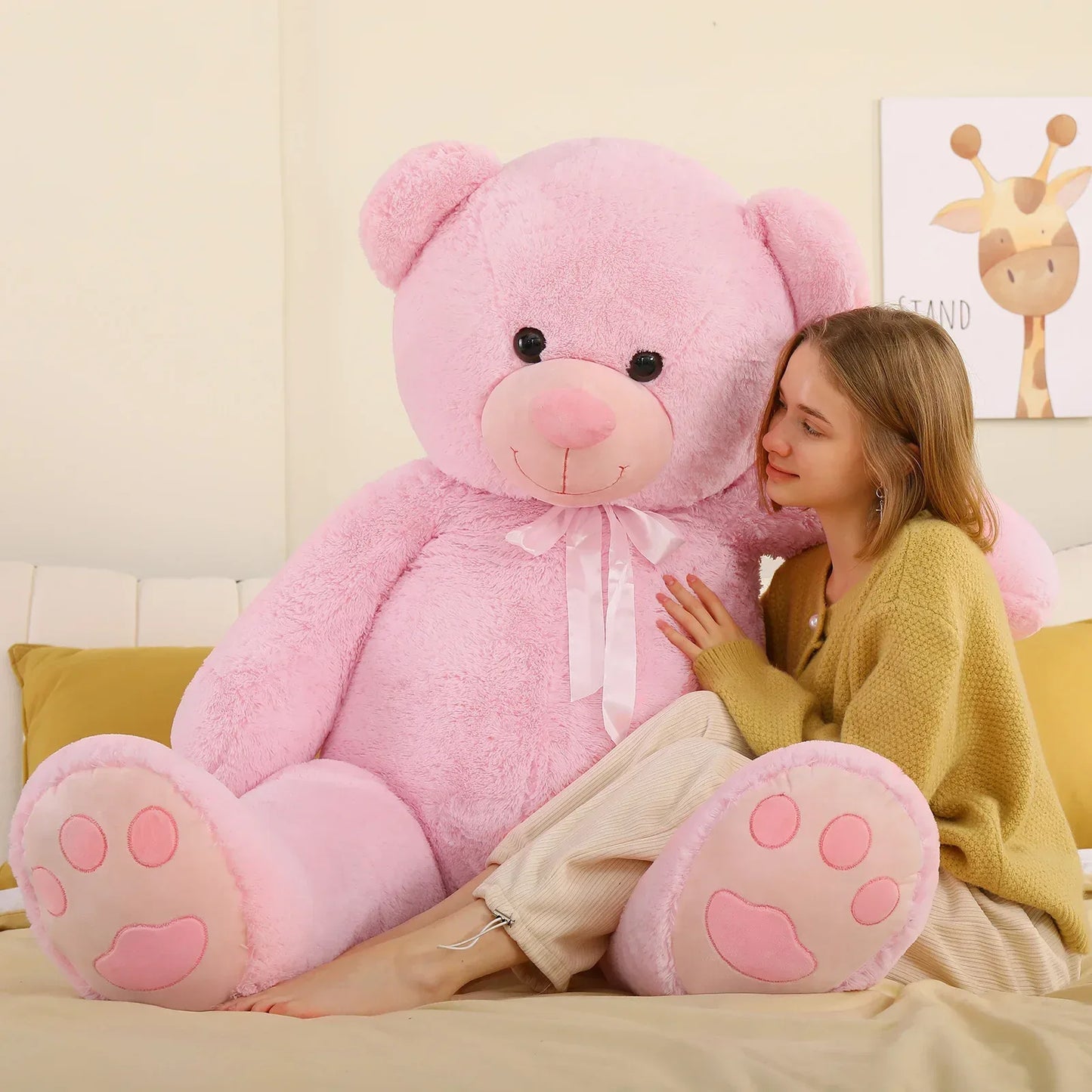 Giant Teddy Bear Pink Plush 5 Feet Tall Valentines Gift - ToylandEU