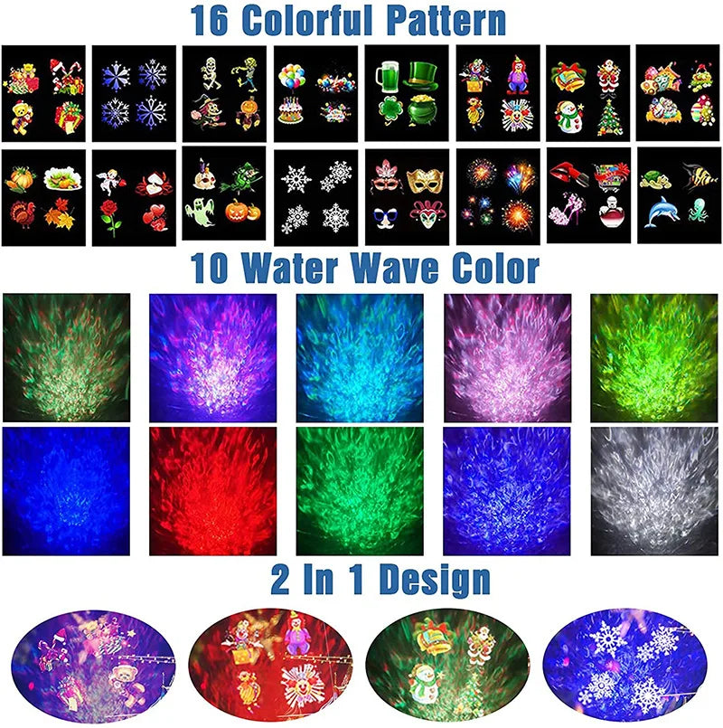 Outdoor Projector Lights | 2-In-1 Patterns | HD LED Mode | Holiday Yard Decor