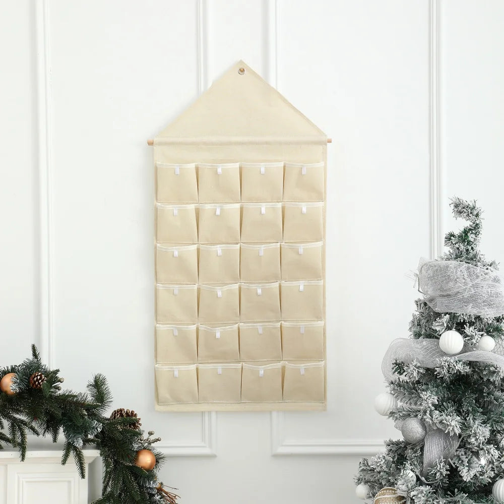 Advent Calendar | Fabric 24 Pocket Wall Hanging | DIY Blank Canvas | Fillable Christmas Countdown
