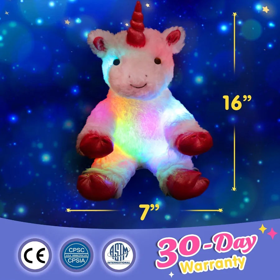 Unicorn LED Stuffed Toys Small and Large Doll Animal White Plush Glow - ToylandEU