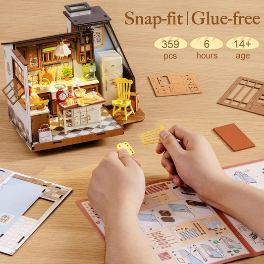 DIY Miniature Dollhouse Kit | 359 Pcs | Size 220x150x185mm | Baking Kitchen