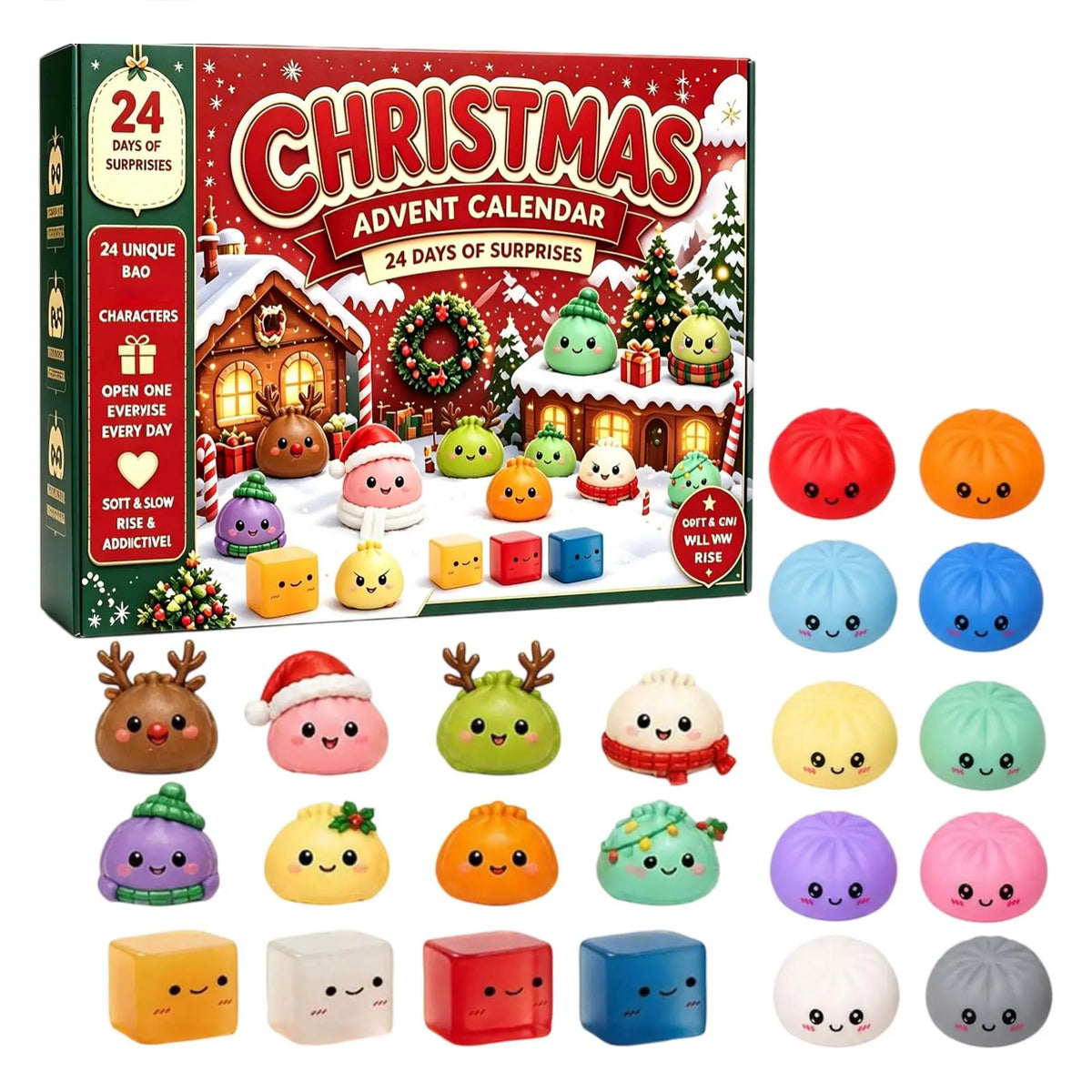 Advent Calendar | 2026 24 Mini Squishies | Festive Character Surprises | Holiday Countdown For Adults
