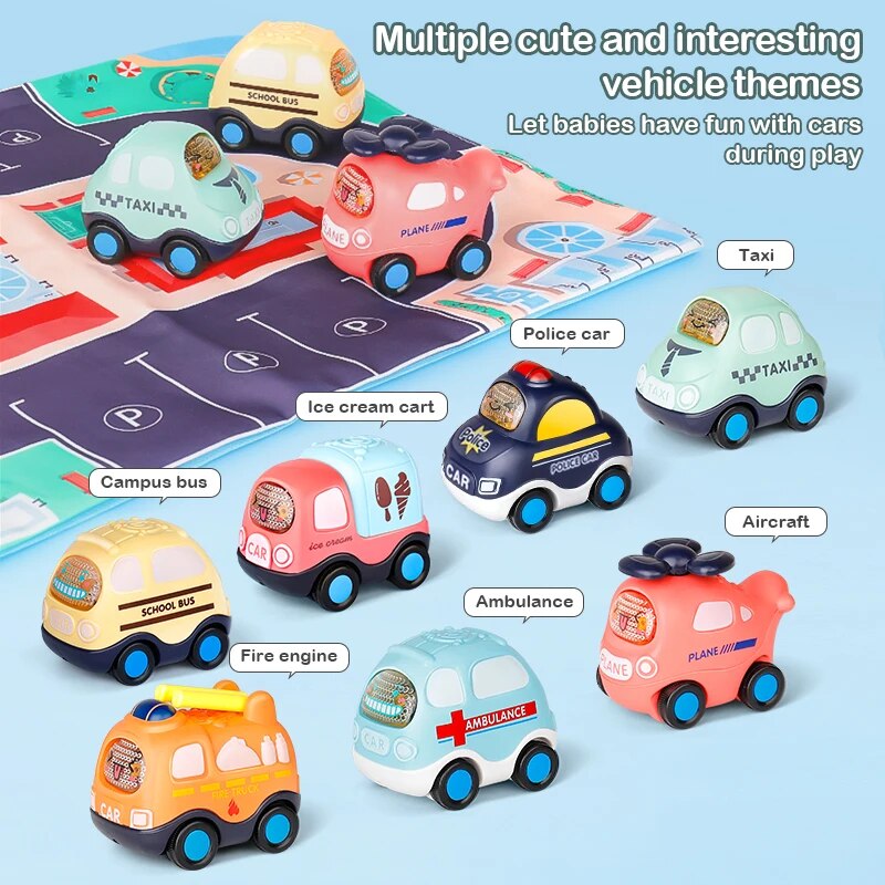 Kids Mini City Traffic Car Toys Set with Play Mat - Educational Montessori Toy - ToylandEU