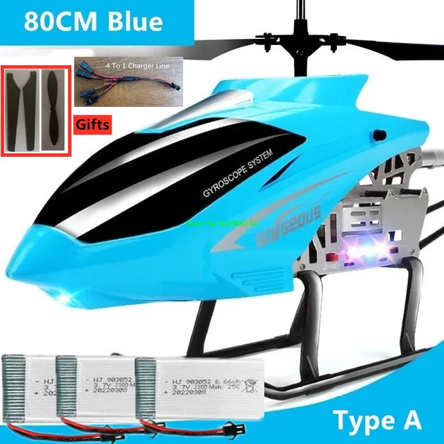 RC 150M Remote Control Large Alloy Electric Helicopter Drone Toy with LED Lights and Anti-Fall Design