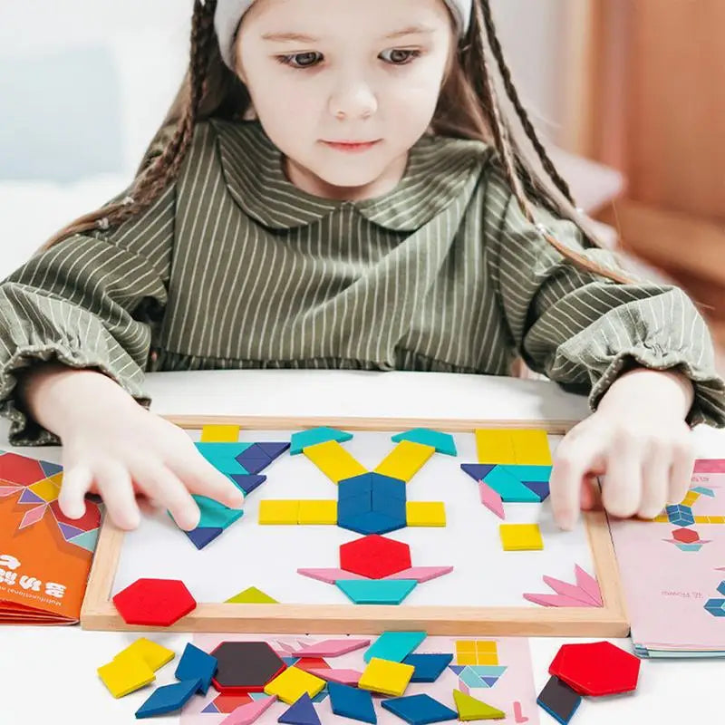 Magnetic Wooden Tangram Blocks: Creative Puzzle Set for Kids' Learning