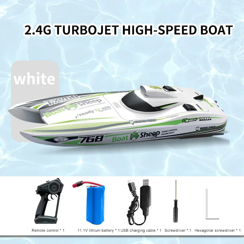 RC High-Speed Brushless RC Jet Boat 30km/h - Waterproof 2.4G Remote Control Speedboat for Kids