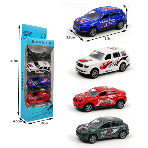 Set of 4 Toddler Car Toys with Various Police, School Bus, and Taxi Styles Made of Durable Alloy ToylandEU.com Toyland EU