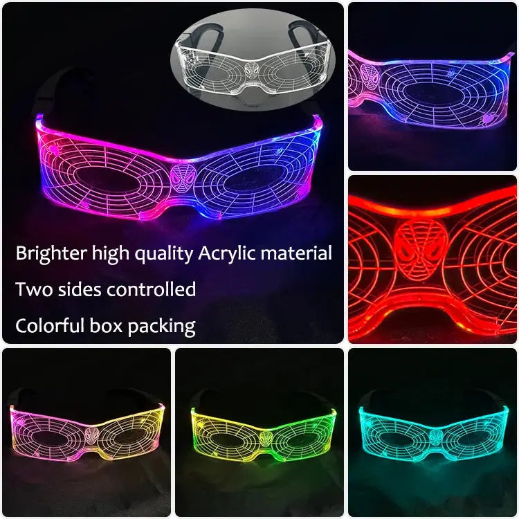 New Acrylic Luminous Glowing Cyberpunk Glasses LED Light Up Halloween Party Glasses Bar Club Props Neon Glasses Supplies - ToylandEU
