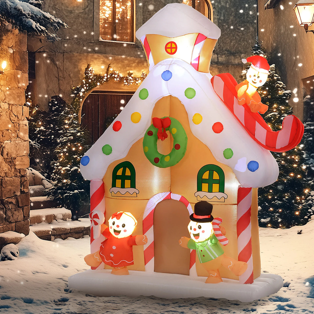 Gingerbread House Christmas Inflatable | 7 Ft Tall | Led Lights | Indoor Outdoor