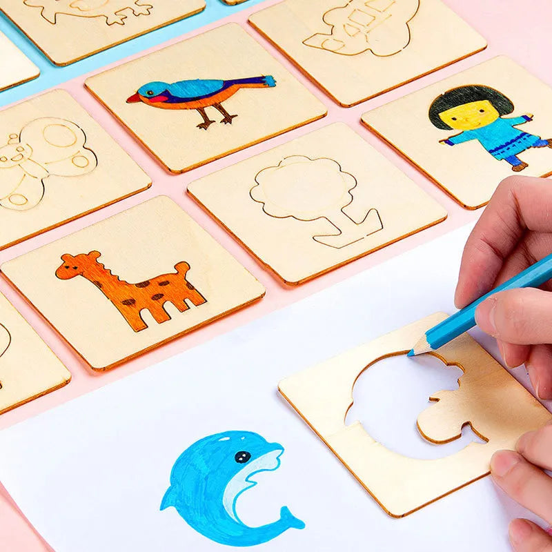 20/32Pcs Montessori Kids Drawing Toys DIY Painting Stencils Template - ToylandEU