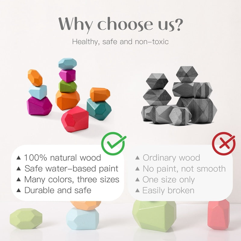 Wooden Rainbow Stacking Blocks Educational Toy for Children - ToylandEU