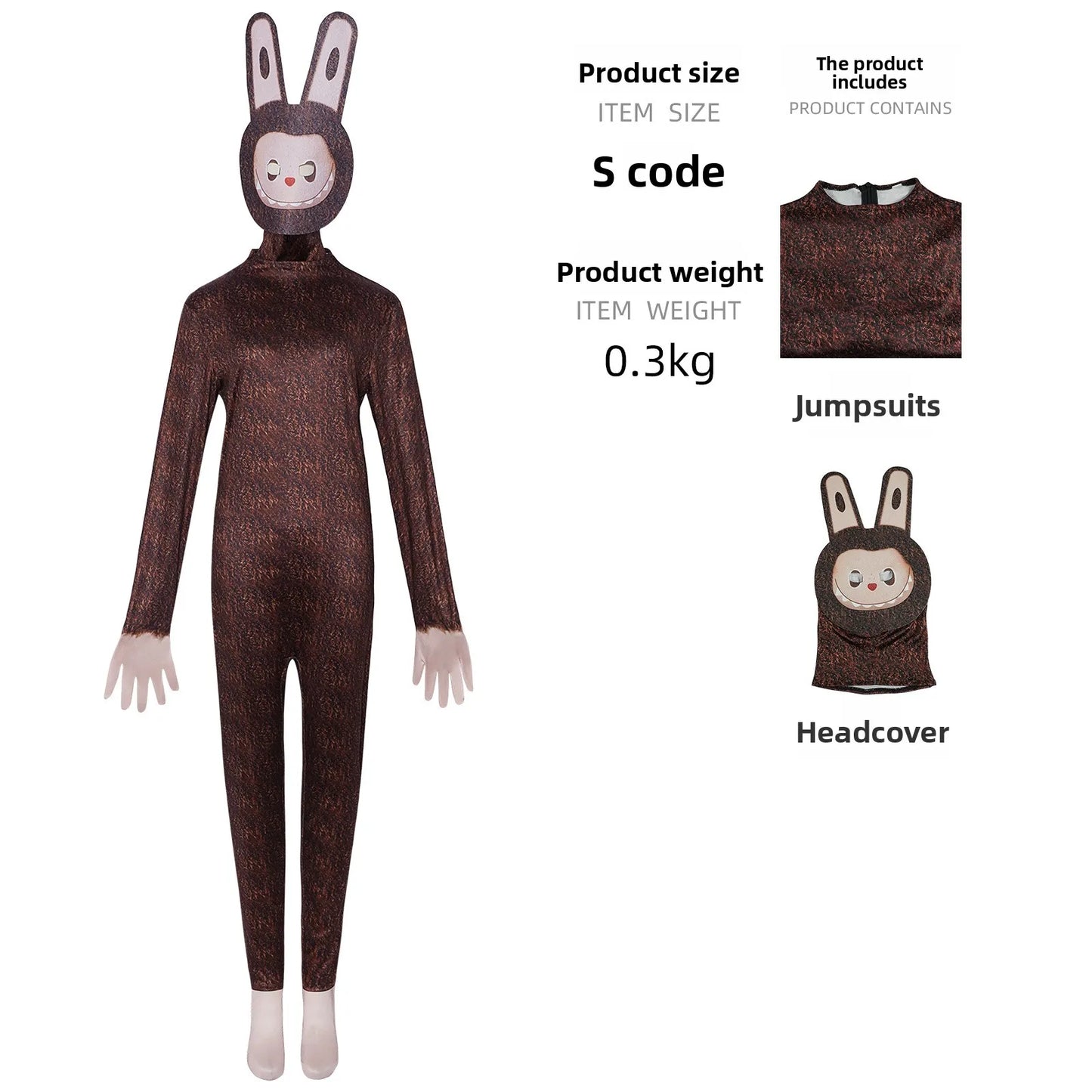 Labubu Costume | Cosplay Jumpsuit with Mask | Adult & Kids