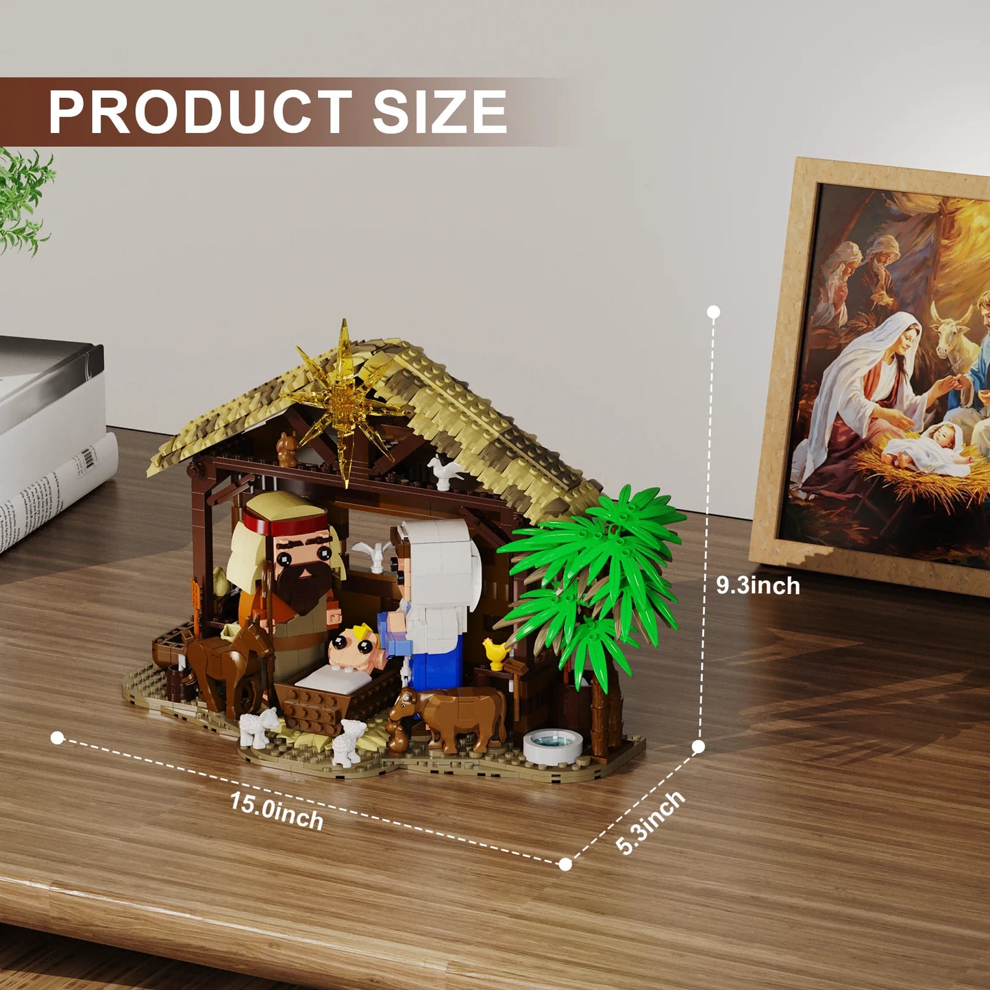 Nativity Blocks Set With Three Figures Lego Compatible Christmas Scene