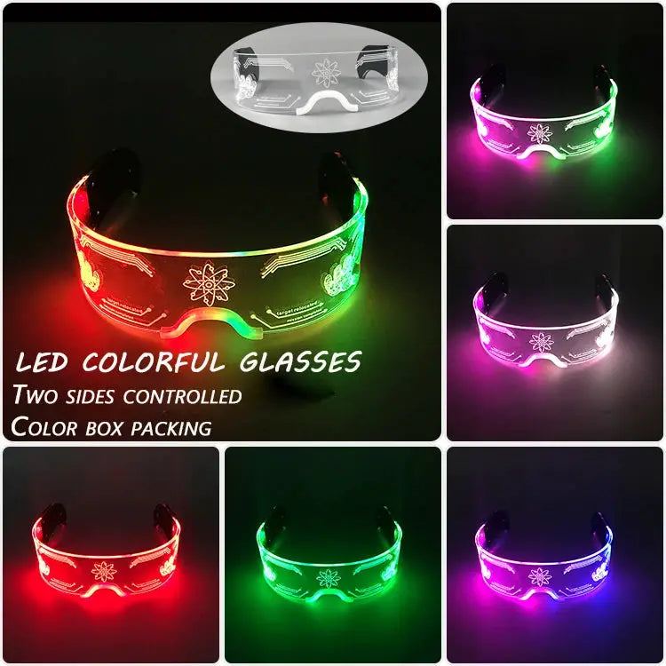 Fashion Luminous Decorative Glasses Neon Light Decoration LED Sunglasses For Nightclub DJ Dance Music Rave Costume Night - ToylandEU
