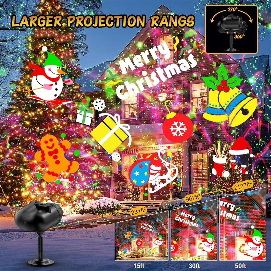 Laser Projector | 80 Pattern Scenes | Outdoor Rated | Christmas Yard Decor