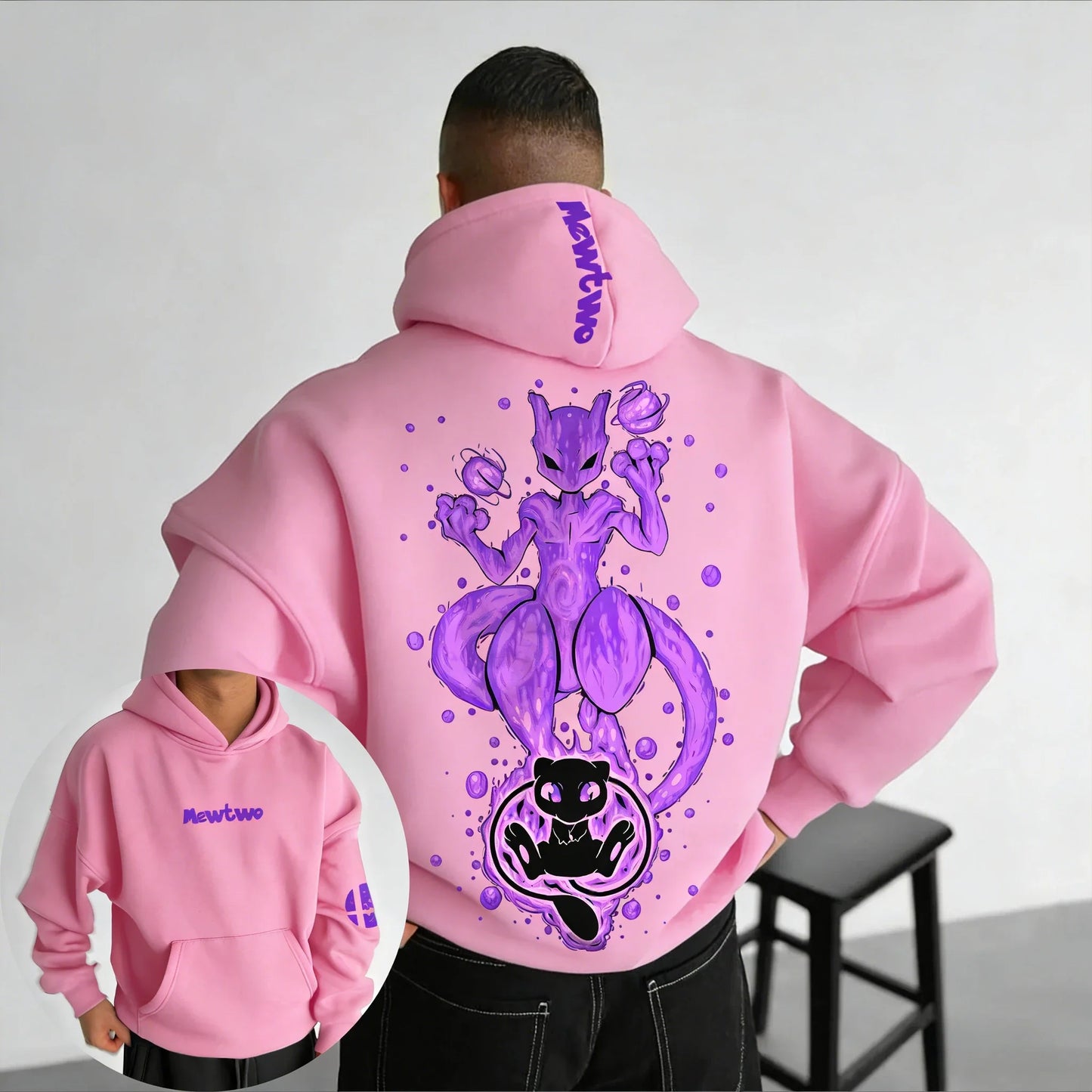 Hoodie | Pokémon Mewtwo Graphic | Cotton Blend | Unisex Harajuku Style