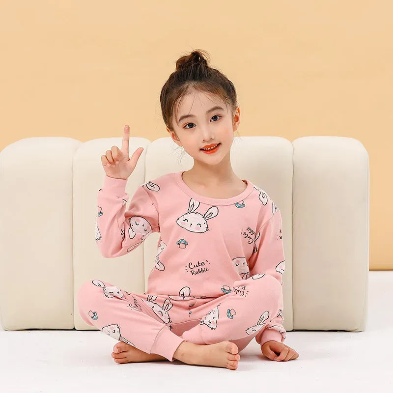 Cozy Autumn Winter Cotton Pajamas Sets For Kids Homewear
