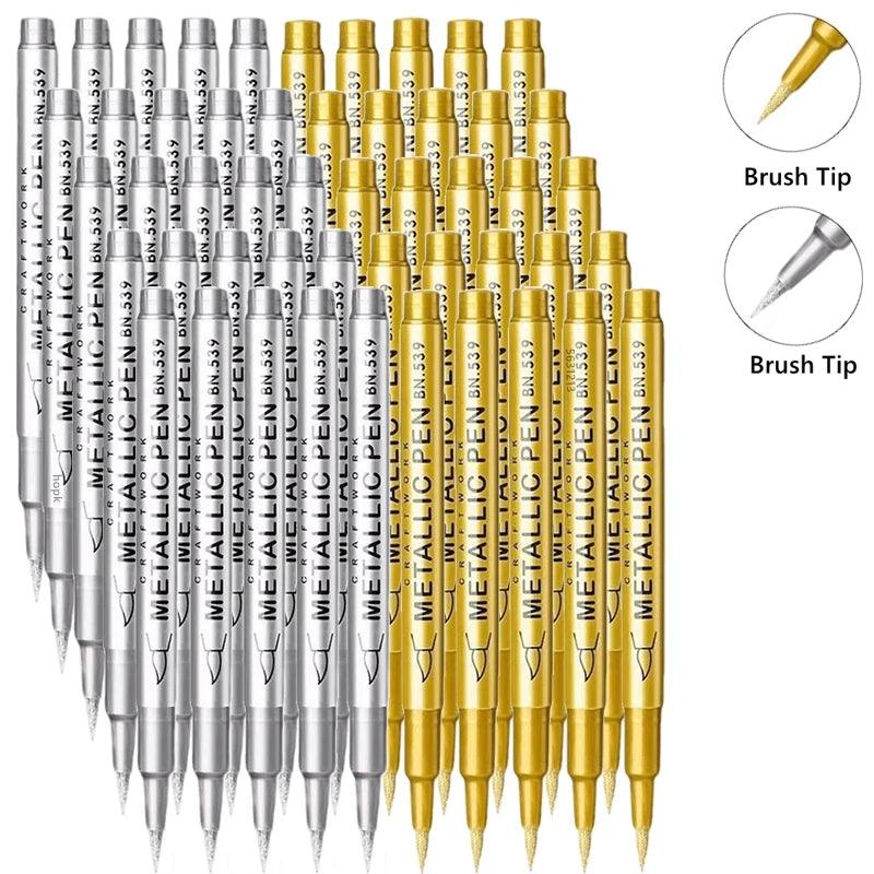 Metallic Paint Pens | Brush Tip Nib | Non Erasable Ink | 1 To 50 Pack