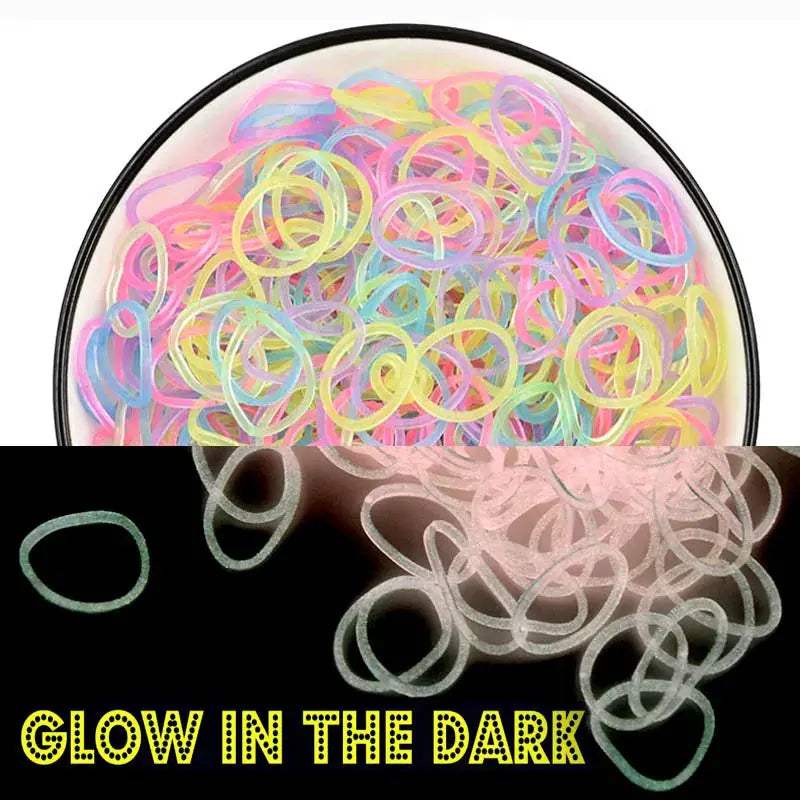 600Pcs New ColorTransparent Fluorescence Glow Bracelets Making Supplies DIY Rubber Loom Bands Wrist Necklaces Child Party Toys - ToylandEU