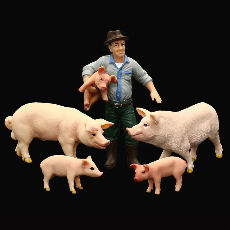 High-quality Simulation Poultry Animal Pig Worker Model Doll PVC - ToylandEU