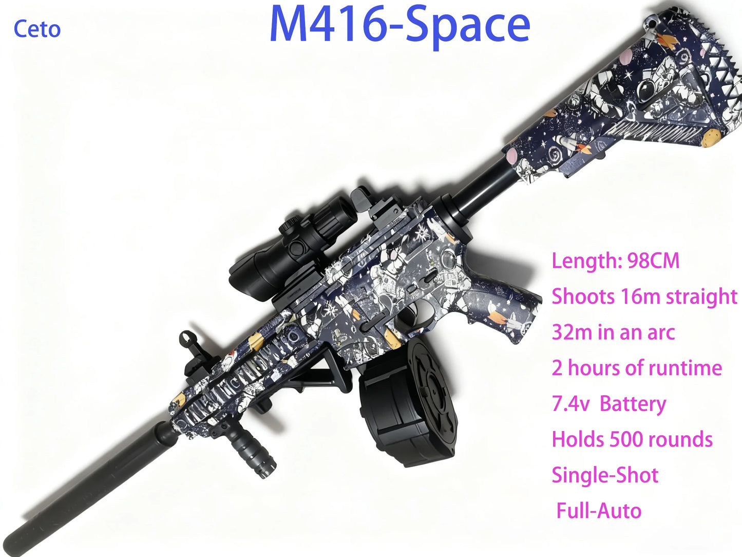 Gel Blaster | M416 Model | 20m Range Auto Electric | Adults