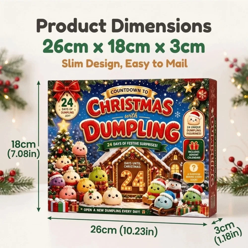 Advent Calendar | Soft Christmas Dumplings | 24 Numbered Doors TPR Fidget Toys | Stress Relief Gift