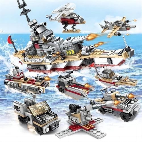 Navy War Chariot Ship Army Boat Plane Model Warships Building Blocks ToylandEU.com Toyland EU