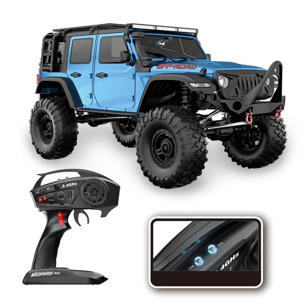 RC 1/10 Scale Remote Control Off-Road Rock Crawler Truck - 4WD RTR Climbing Vehicle with LED Lights and Lithium Battery