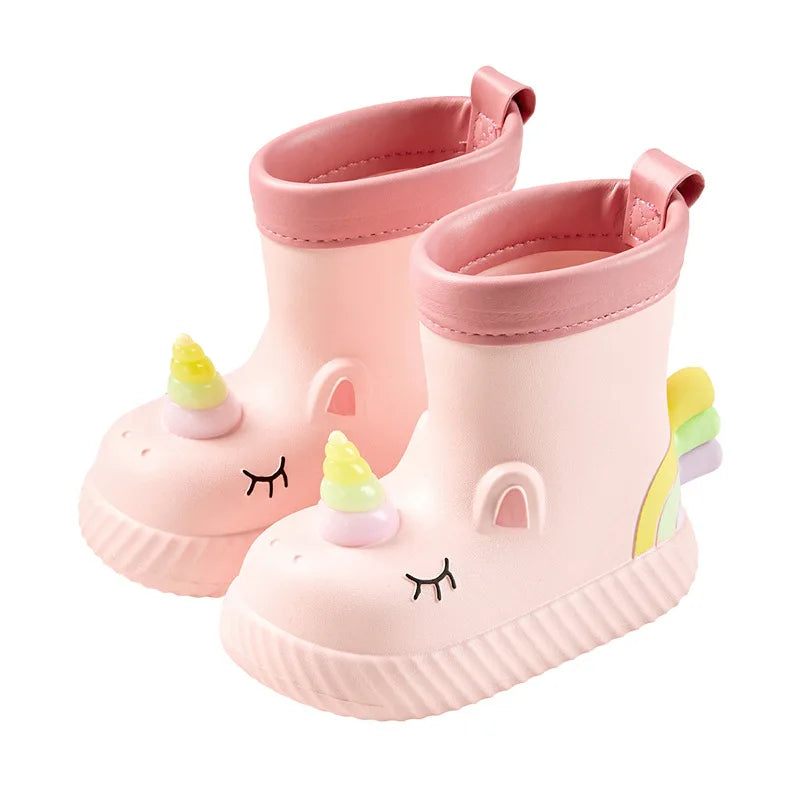 Kids Rain Boots | Non Slip Grip | Hook And Loop Closure | Ages 4 To 6