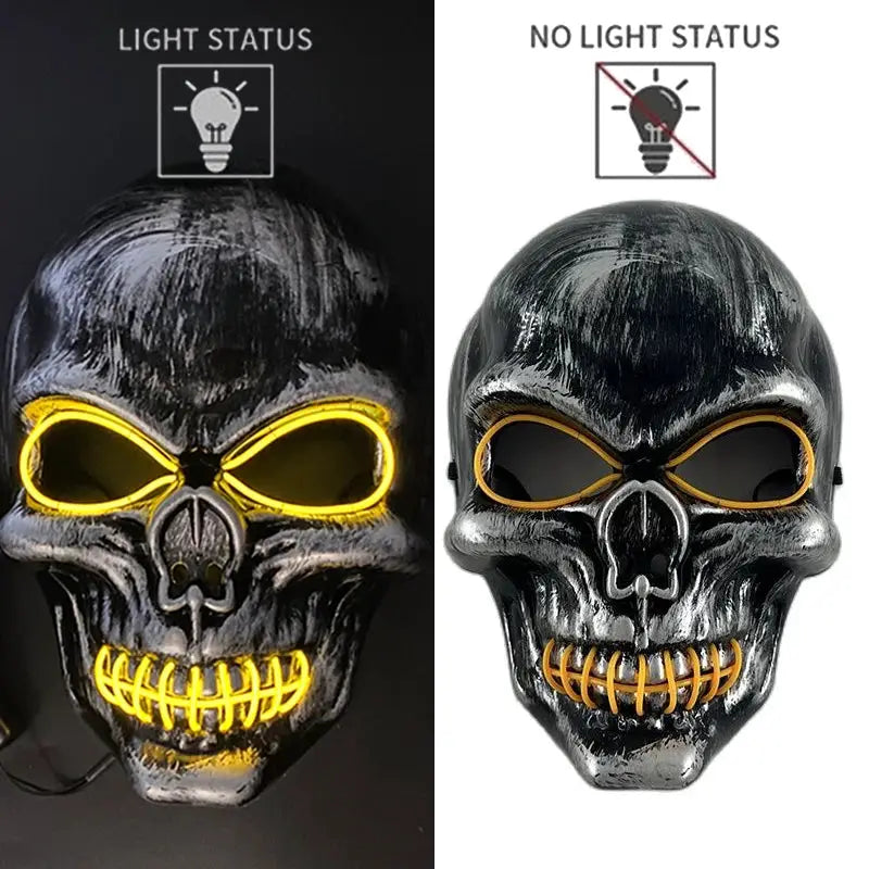 Evil Skull Mask Halloween Carnival Masquerade Haunted House Scary Decoration Cosplay Skeleton Scary Theme Party Light Up Mask - ToylandEU
