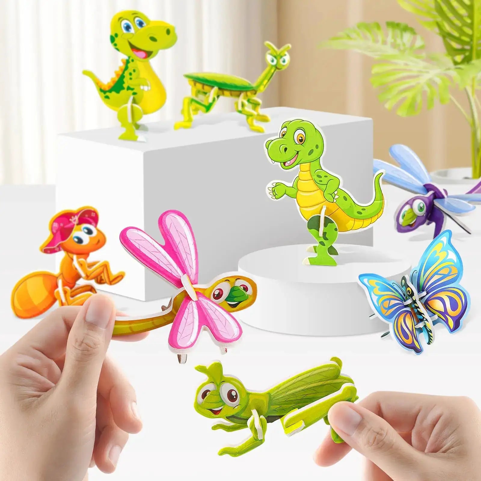30pcs/set 3D Cartoon Puzzles Educational Toys Insect, Dinosaur, Animal, and Vehicle Themes 3D DIY Cardboard Puzzles - ToylandEU