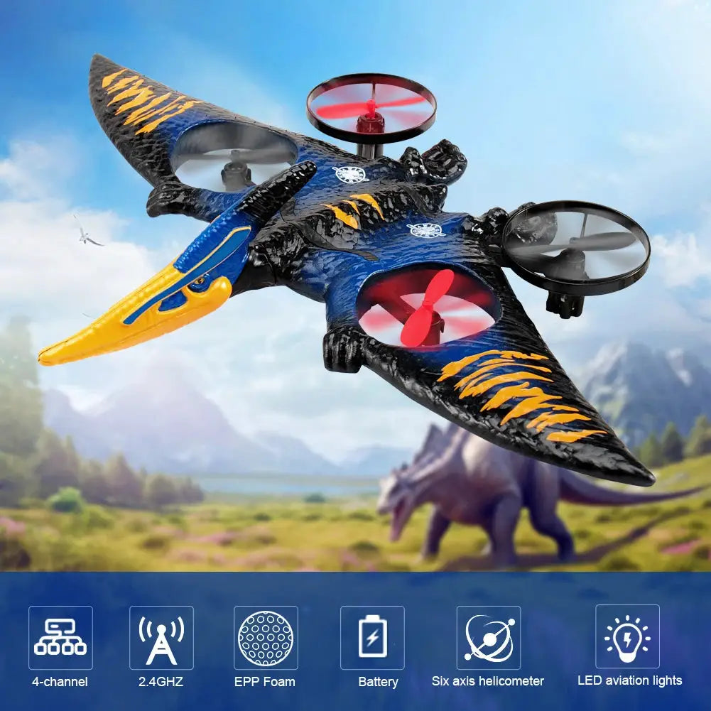 Pterosaur RC Plane 2.4G EPP Anti-wear Foam Dinosaur Airplane 360 Degree Rotation One Click Take Off RC Glider Kids Gift - ToylandEU