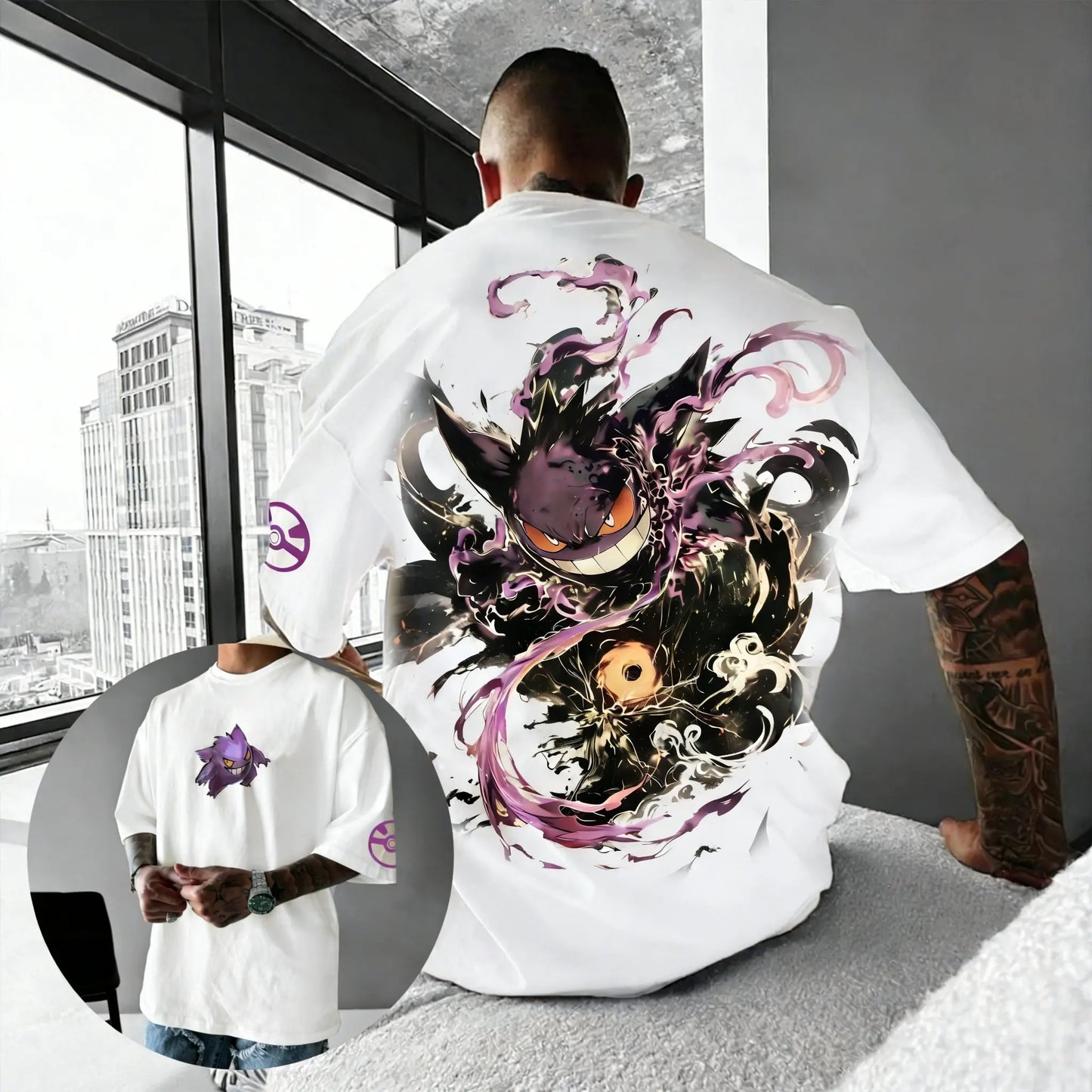 Pokemon T-Shirt | Fusion Print Gengar Koffing | 100% Cotton | Oversized