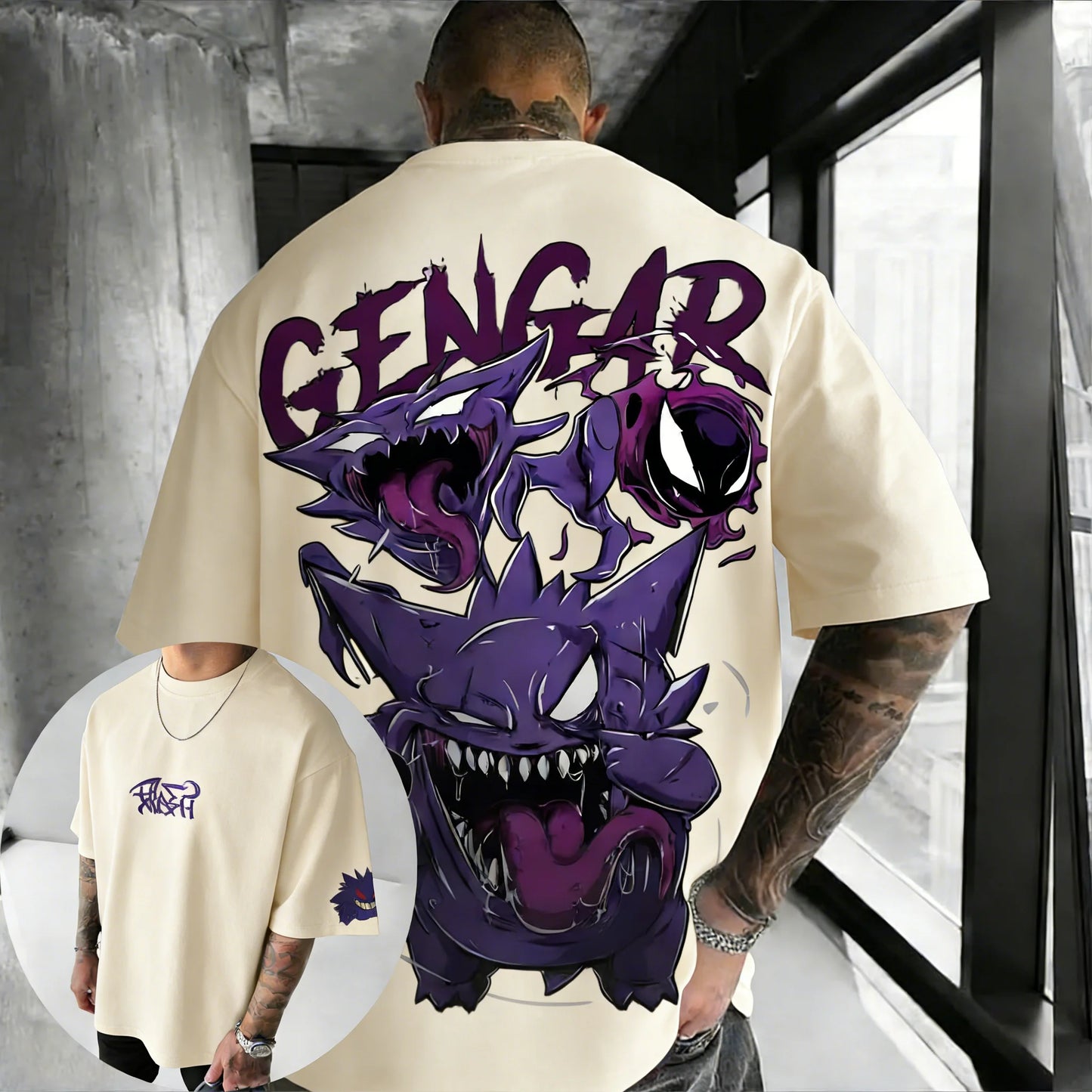 Pokemon T-Shirt | Fusion Print Gengar Koffing | 100% Cotton | Oversized