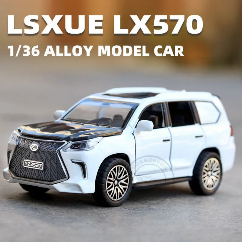 1/36 Scale LX570 Diecast Toy Car Model with Opening Doors and Boot/Trunk - ToylandEU