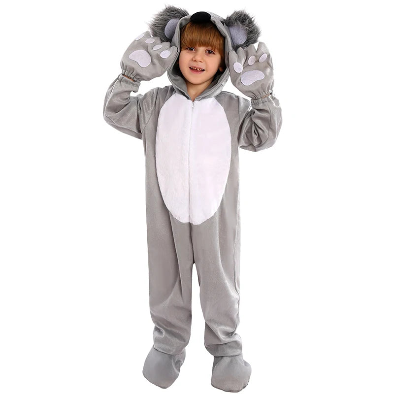 Unisex Koala Kids Costume with Gloves - Perfect for Halloween & Imaginative Play