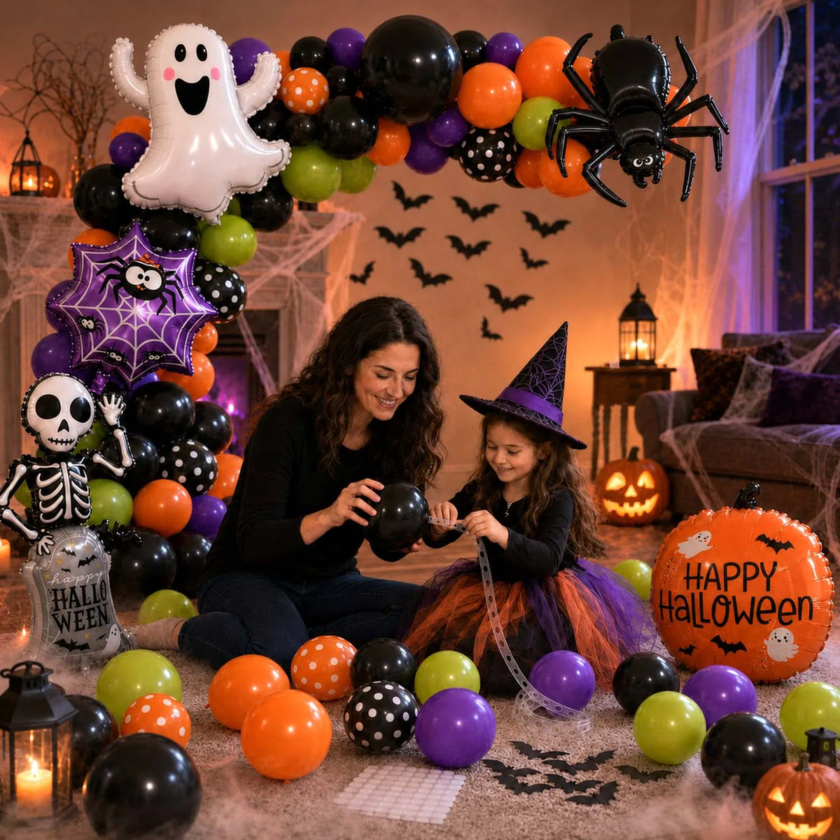 Halloween Balloon Garland Kit | 108pc Set | Foil Latex Mix | Party Decor