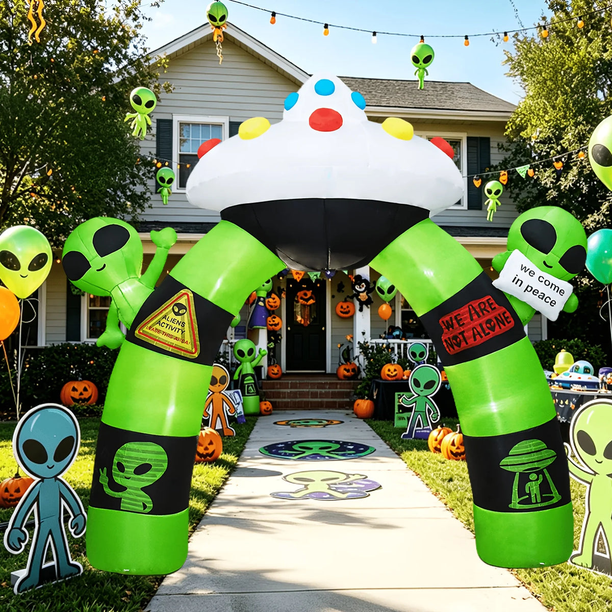 Halloween Inflatable Alien Arch | 10.5 Ft | Built In Led Lights | Outdoor Yard
