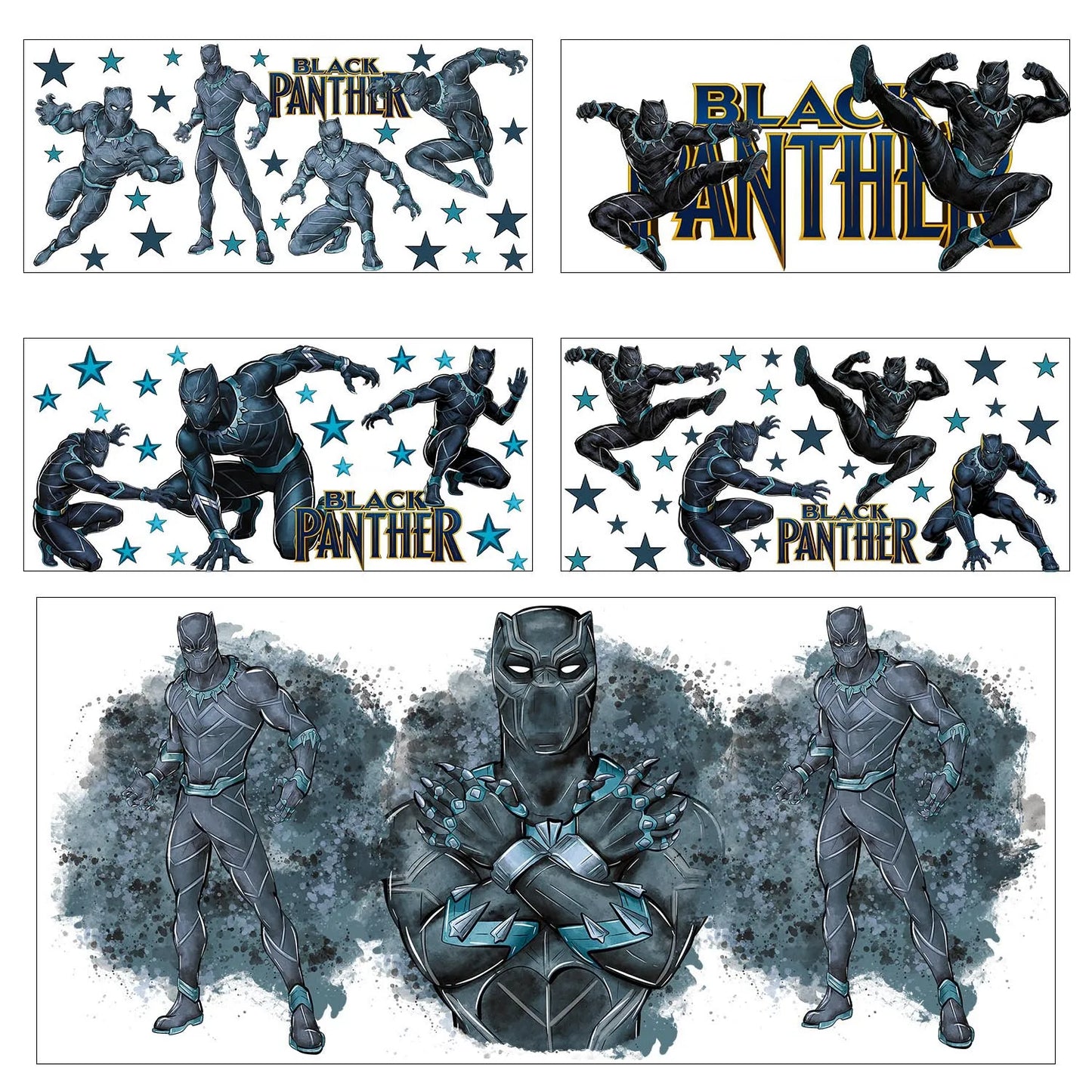 UV DTF Transfer Stickers | Super Hero Cartoon | 5pc Set | 16oz Cup Wraps
