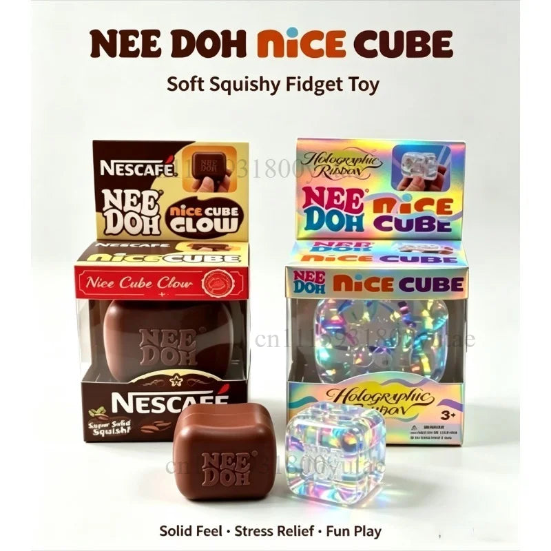 Stress Relief Squishy Cube | For Ages 14+ | Coffee Chocolate And Holographic