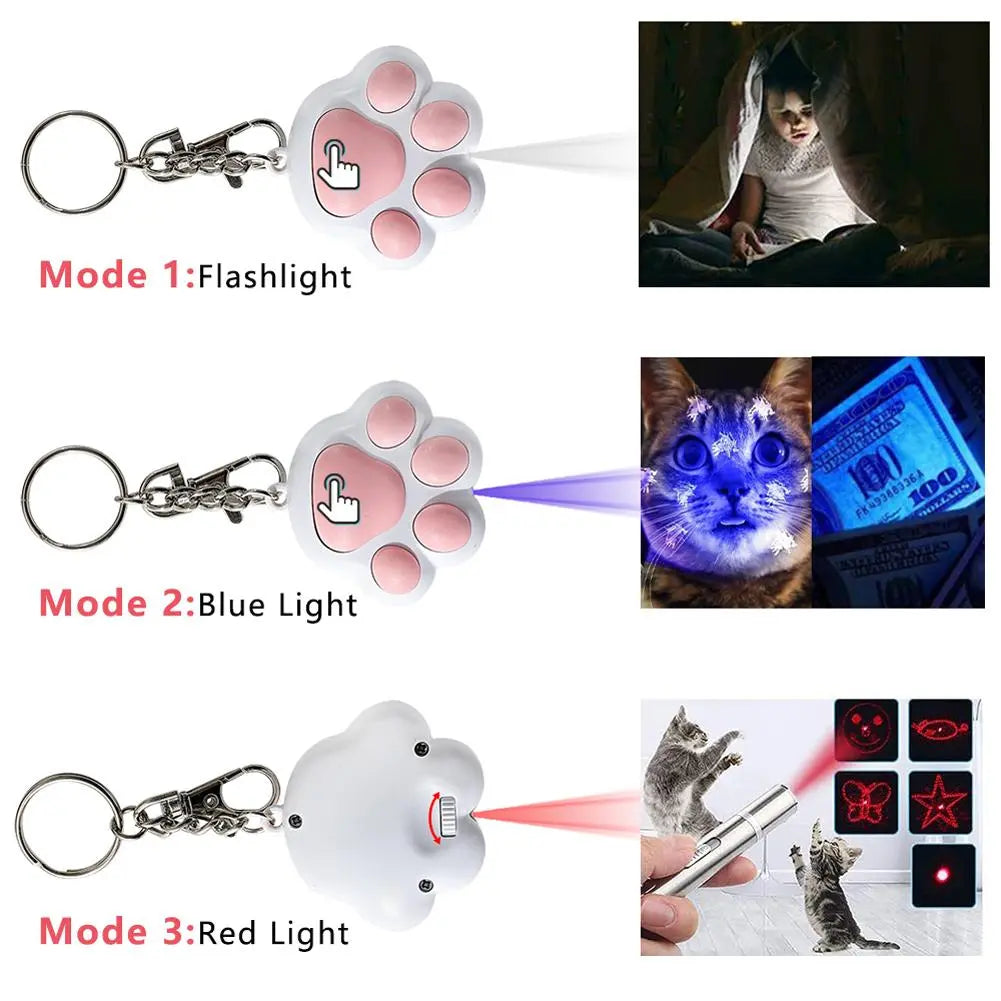 4-In-1 Pink and White Infrared Teaser Cat Toy with Key Chain and Lighting ToylandEU.com Toyland EU