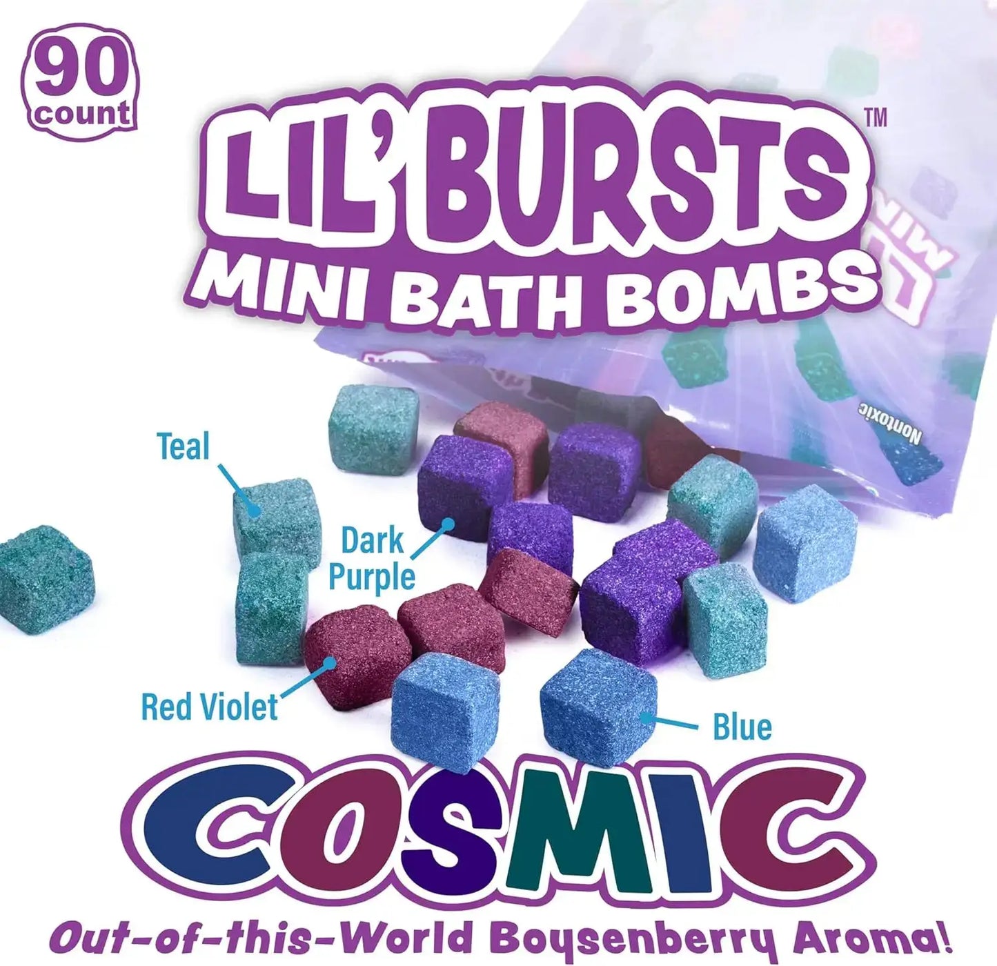 Mini Bath Bombs for Kids, 90 Count Cosmic - Nontoxic, Colorful, Foaming Fun - ToylandEU
