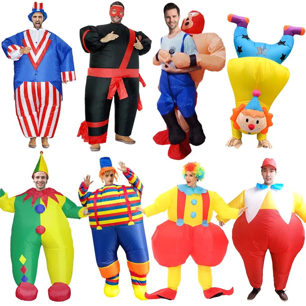 Clown Inflatable Costume | Battery Powered Blower | Durable Polyester | Adult