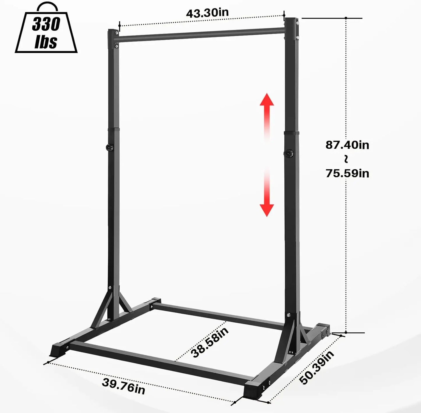 Heavy Duty Pull Up Tower Station With Rings 330LBS Capacity