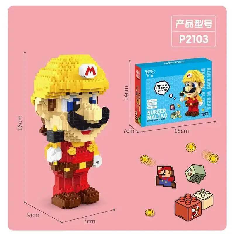 New Anime Mini Blocks Cute Cartoon Peach Luigi Building Bricks Toys for Children Present Bowser Valentine Girls Boy Juguetes - ToylandEU