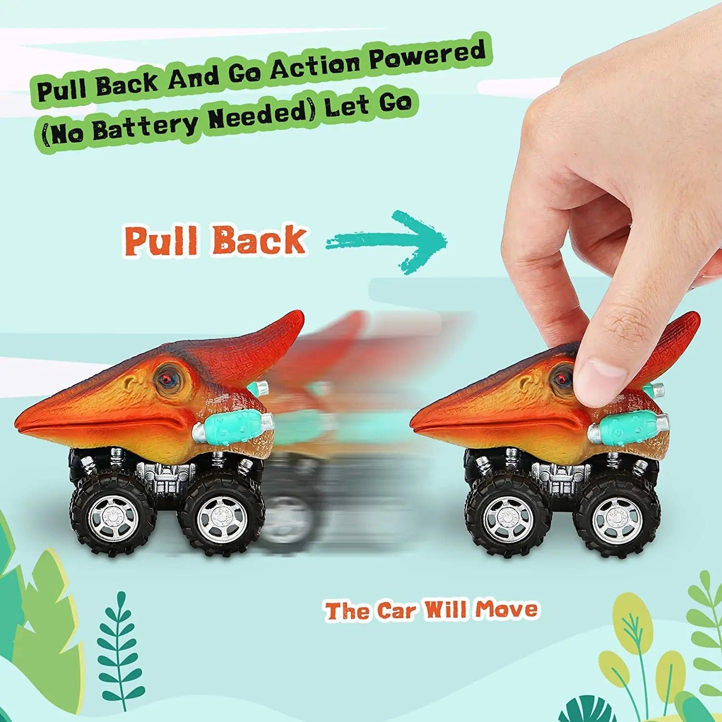 Dinosaur Toys Pull Back Cars Mini Monster Truck Car Toy Set for Kids Toyland EU