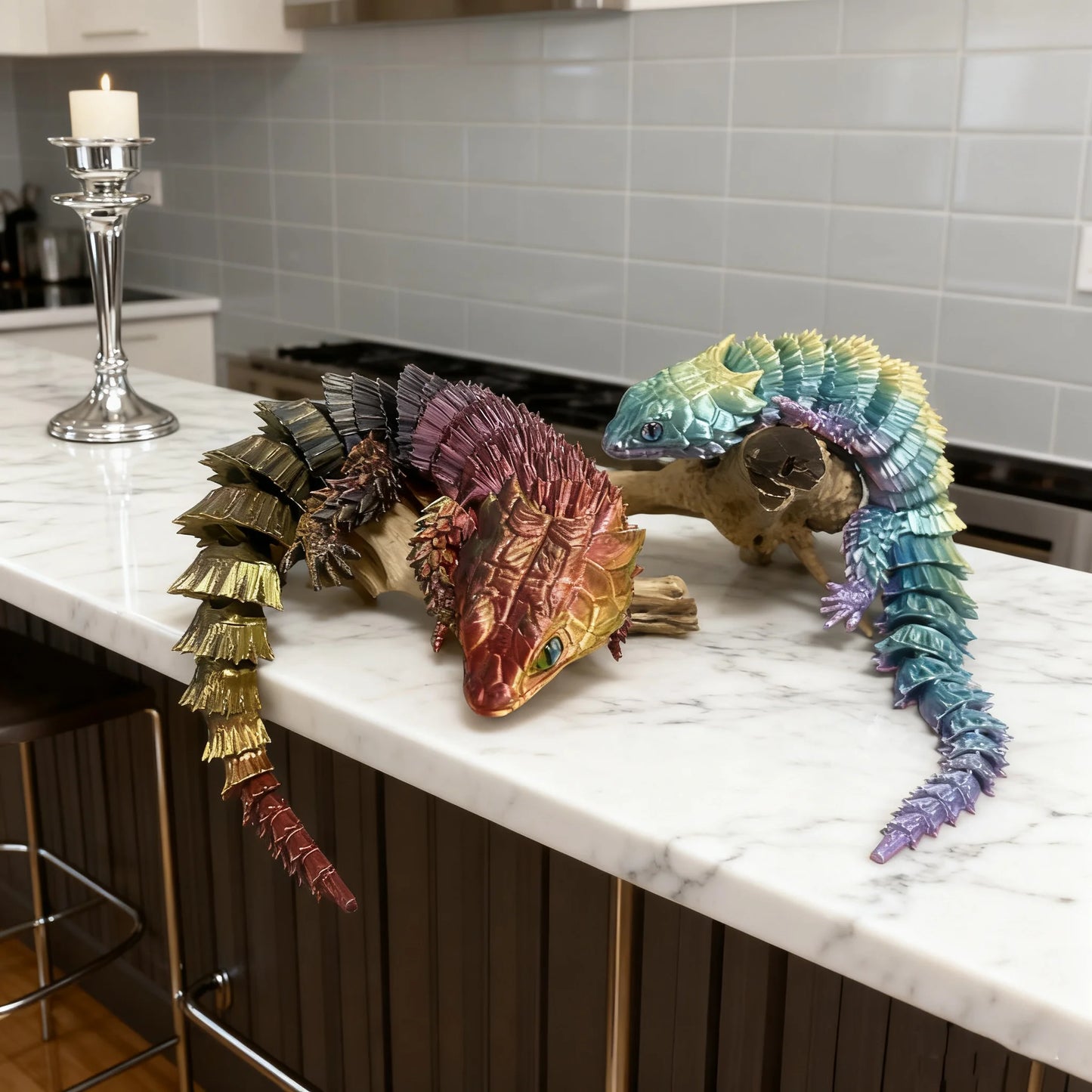 Vibrant 3D Printed Lizard Statue For Colorful Home Decor Gift