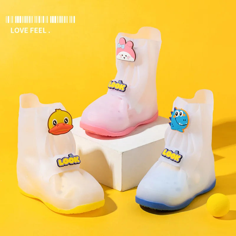 Children Rain Boots | Non-Slip Rubber | Mid-Calf | Pink Blue Yellow Ages 4-6 Yrs